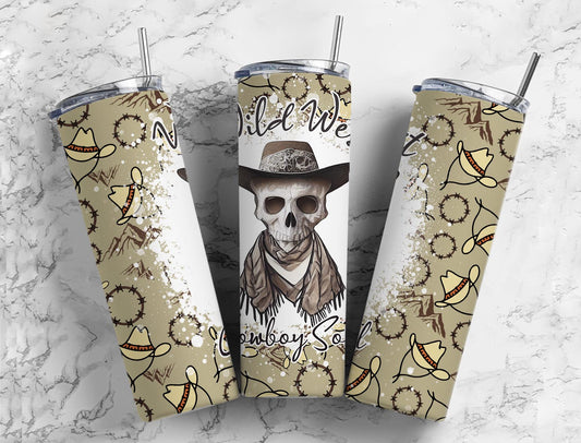 Wild West Cowboy Soul 20oz Sublimation Tumbler Designs, Head Bone 9.2 x 8.3”  Tumbler Png, Digital Download