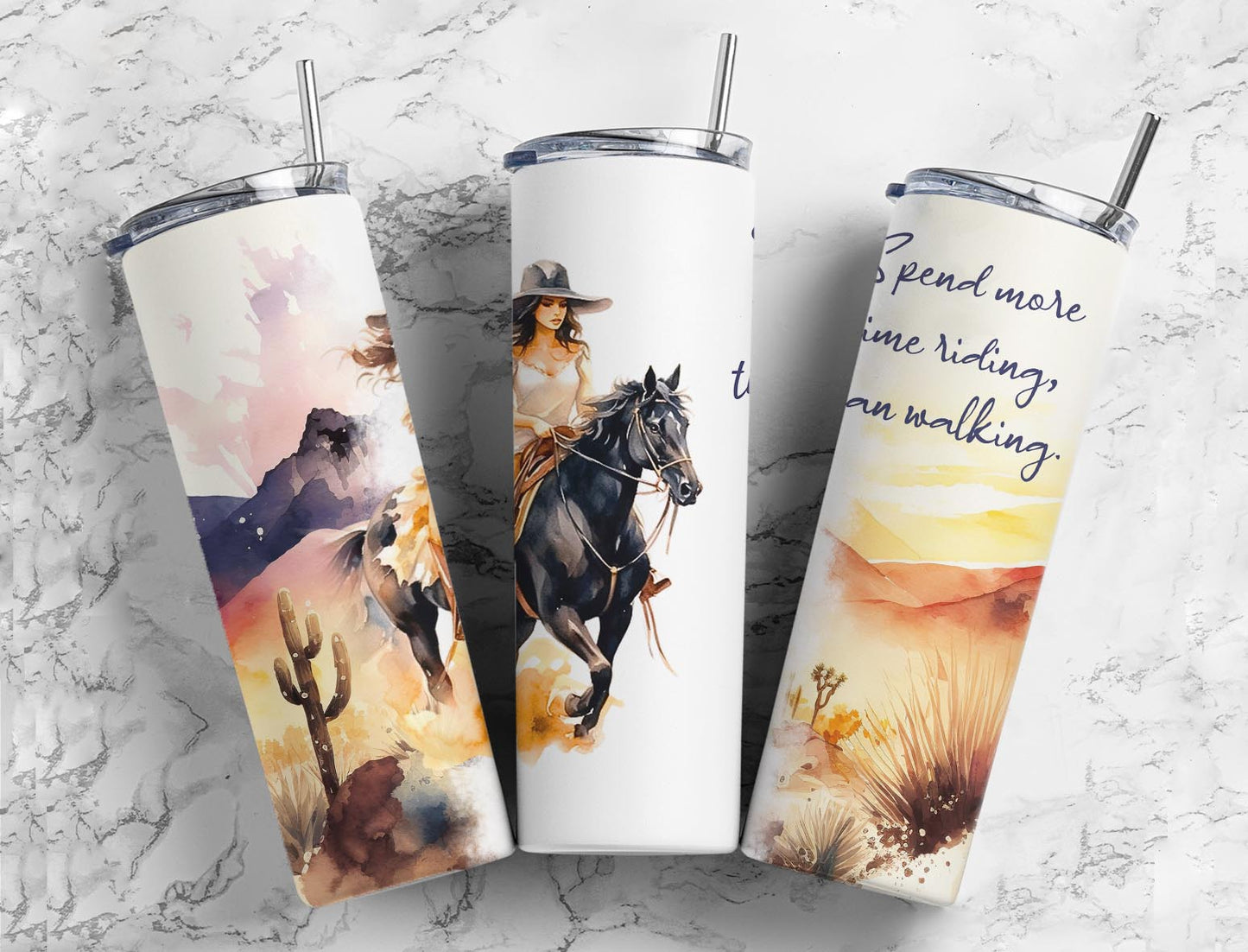 Spend More Time Riding than Walking 20oz Sublimation Tumbler Designs, Ride Horse 9.2 x 8.3”  Tumbler Png, Digital Download