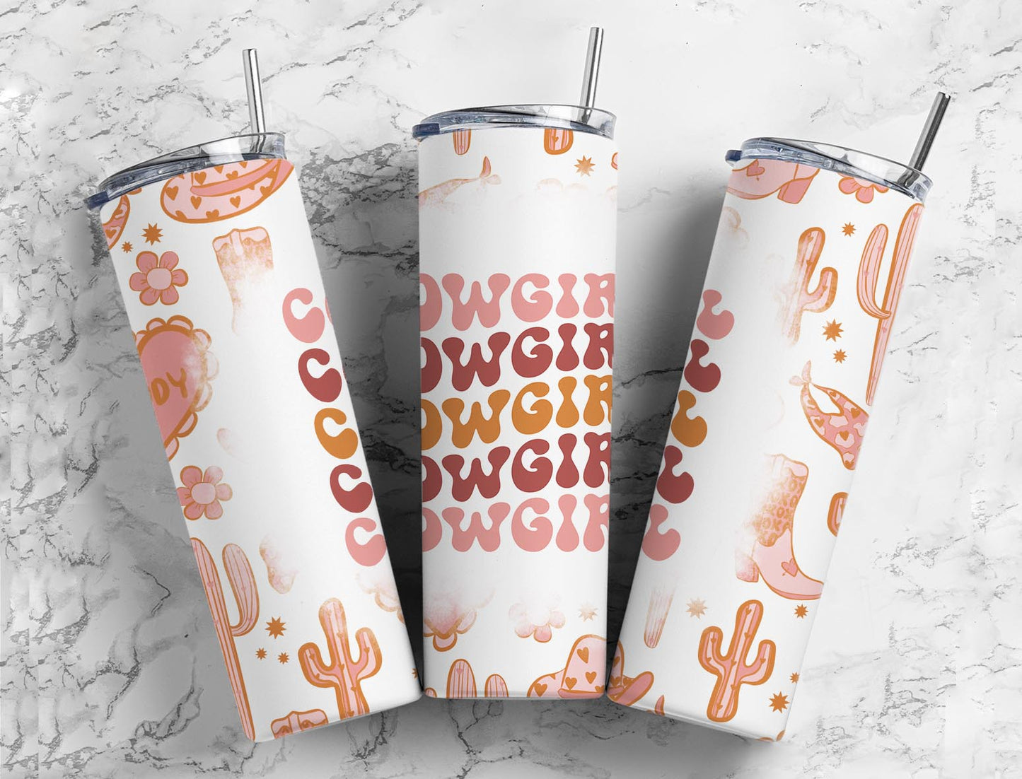 Cowgirl 20oz Sublimation Tumbler Designs, Pink Cactus 9.2 x 8.3”  Tumbler Png, Digital Download (1)