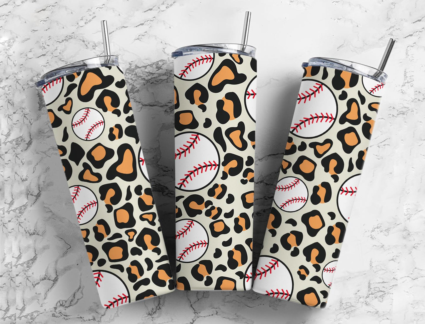 Baseball 20oz Sublimation Tumbler Designs, Leopard Print 9.2 x 8.3”  Tumbler Png, Digital Download