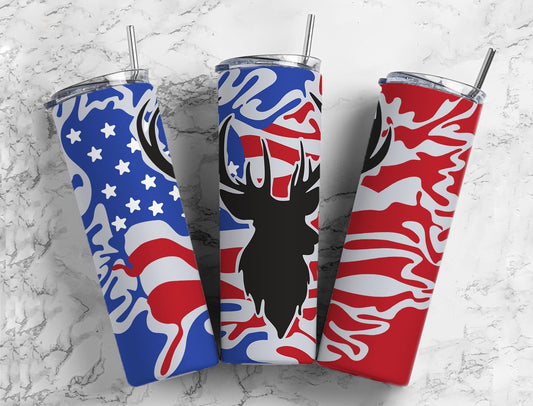 Black Deer 20oz Sublimation Tumbler Designs, American Flag  9.2 x 8.3”  Tumbler Png, Digital Download