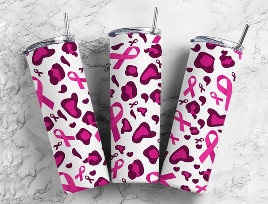 Breast Cancer 20oz Sublimation Tumbler Designs, Leopard Print 9.2 x 8.3”  Tumbler Png, Digital Download