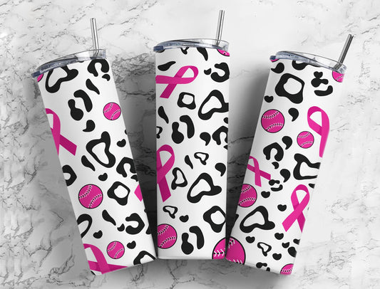 Baseball Pink 20oz Sublimation Tumbler Designs, Pink Ribbon 9.2 x 8.3”  Tumbler Png, Digital Download