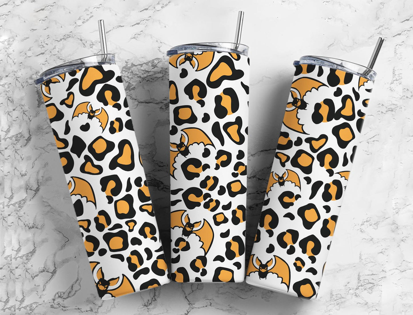 Yellow Bat 20oz Sublimation Tumbler Designs, Leopard Black 9.2 x 8.3”  Tumbler Png, Digital Download