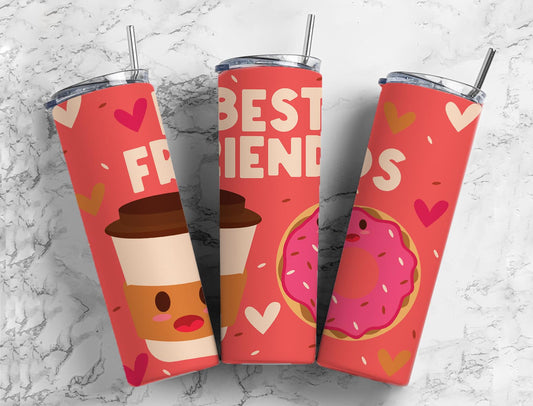 Best Friends 20oz Sublimation Tumbler Designs, Coffee Donut 9.2 x 8.3”  Tumbler Png, Digital Download