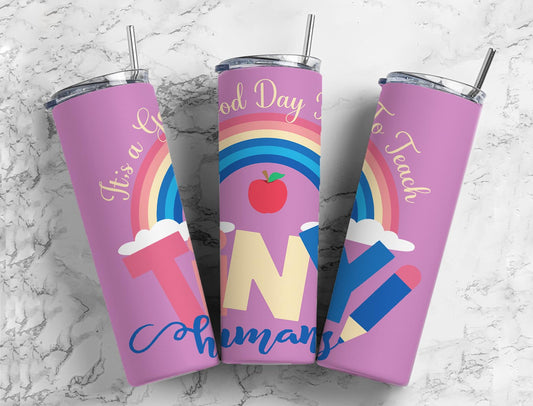 Tiny Humans 20oz Sublimation Tumbler Designs, Rainbow Apple 9.2 x 8.3”  Tumbler Png, Digital Download