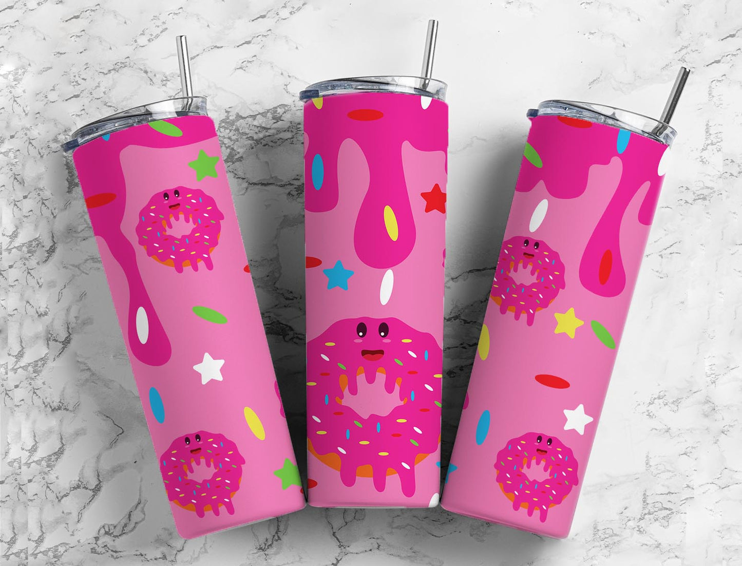 Pink Donuts 20oz Sublimation Tumbler Designs,Sprinkle Star 9.2 x 8.3”  Tumbler Png, Digital Download