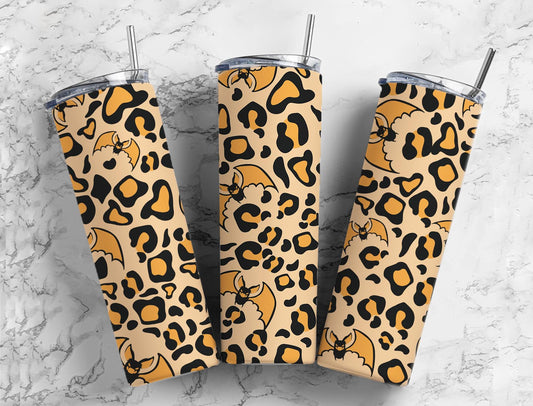 Yellow Bat 20oz Sublimation Tumbler Designs, Leopard Halloween 9.2 x 8.3”  Tumbler Png, Digital Download