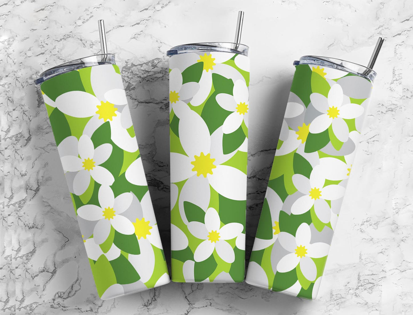 White Flower 20oz Sublimation Tumbler Designs, Seamless Pattern 9.2 x 8.3”  Tumbler Png, Digital Download