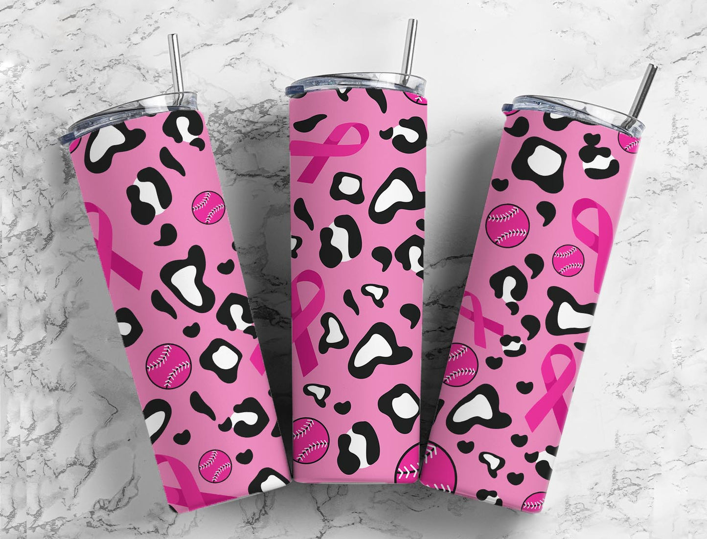 Breast Cancer 20oz Sublimation Tumbler Designs, Pink Leopard 9.2 x 8.3”  Tumbler Png, Digital Download