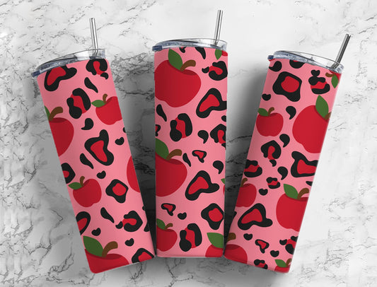 Apple 20oz Sublimation Tumbler Designs, Pink Leopard 9.2 x 8.3”  Tumbler Png, Digital Download