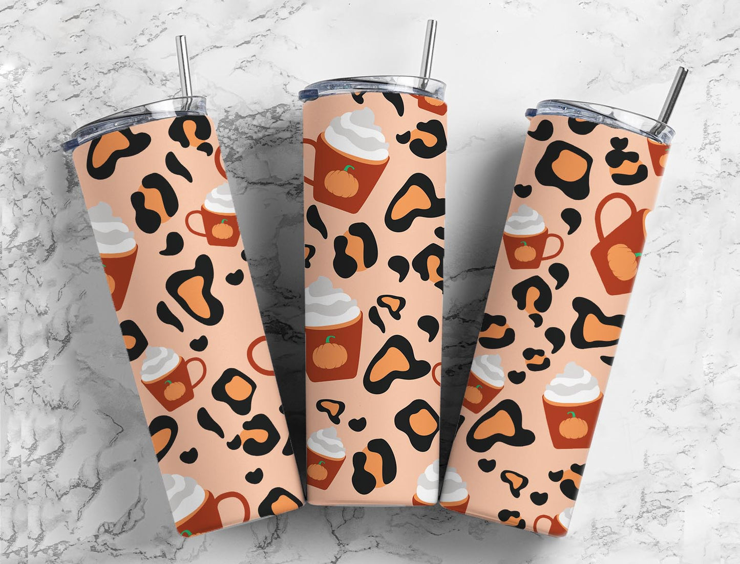 Cofffee Cream 20oz Sublimation Tumbler Designs, Leopard Prints 9.2 x 8.3”  Tumbler Png, Digital Download