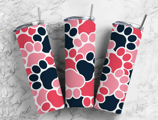 Pink Dog Paw 20oz Sublimation Tumbler Designs, Seamless Pattern 9.2 x 8.3”  Tumbler Png, Digital Download