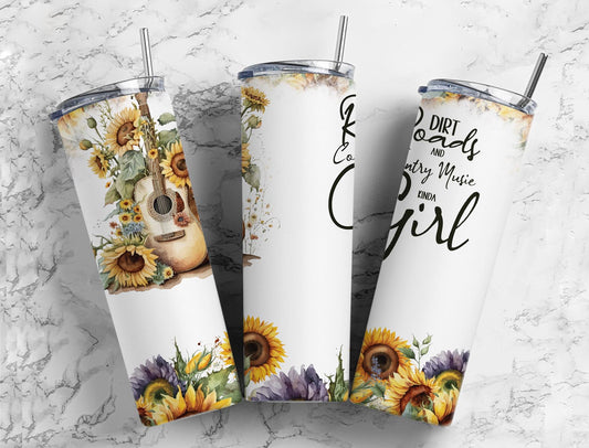 Dirt Roads 20oz Sublimation Tumbler Designs, Guitar World 9.2 x 8.3”  Tumbler Png, Digital Download