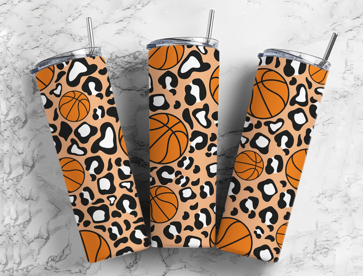 Basketball 20oz Sublimation Tumbler Designs, Leopard Print 9.2 x 8.3”  Tumbler Png, Digital Download