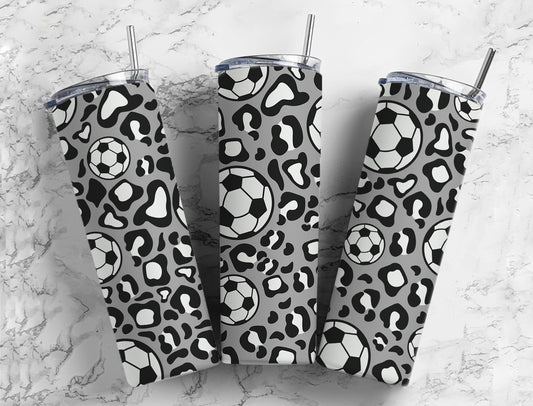 Soccer Ball 20oz Sublimation Tumbler Designs, Leopard Print 9.2 x 8.3”  Tumbler Png, Digital Download