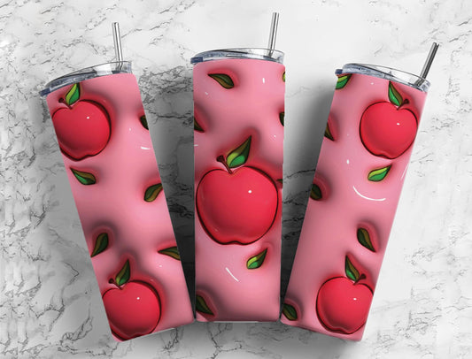 3D Apple 20oz Sublimation Tumbler Designs, Apple Fruits Design 9.2 x 8.3”  Tumbler Png, Digital Download