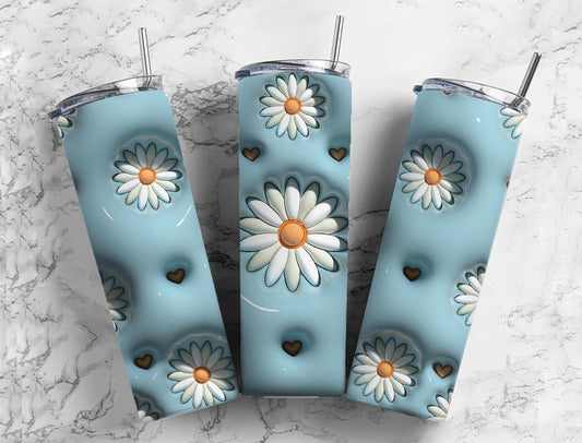 3D Daisy 20oz Sublimation Tumbler Designs, Flower Design 9.2 x 8.3”  Tumbler Png, Digital Download