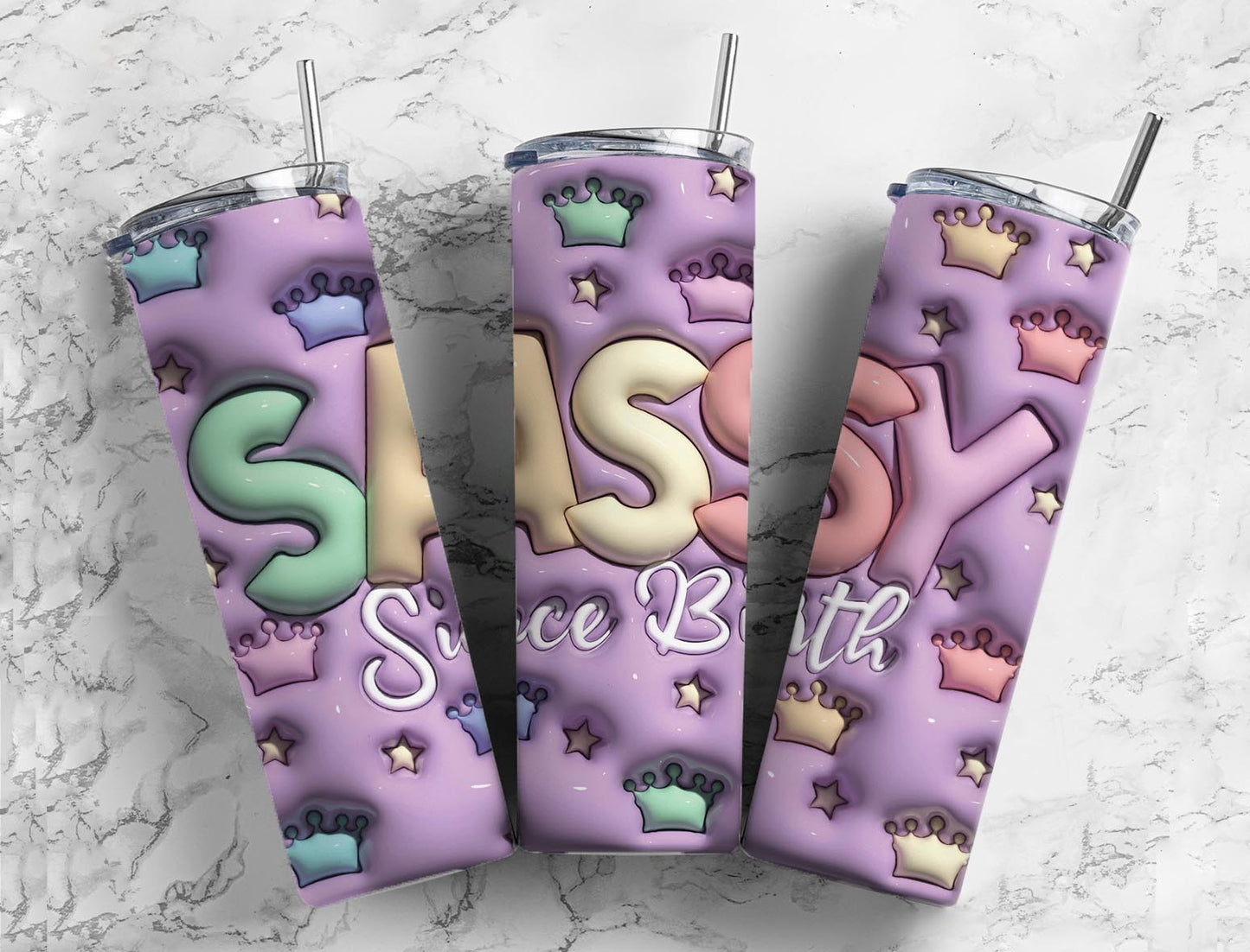 Sassy Since Birth 20oz Sublimation Tumbler Designs, 3D Inflated 9.2 x 8.3”  Tumbler Png, Digital Download