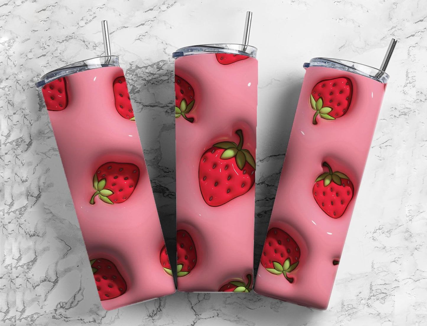 3D Strawberry 20oz Sublimation Tumbler Designs, Strawberry Design 9.2 x 8.3”  Tumbler Png, Digital Download