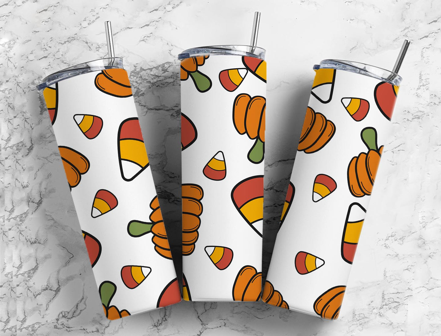 Candy Corn Fall 20oz Sublimation Tumbler Designs, Seasonal 9.2 x 8.3” Straight Skinny Tumbler, Tumbler Wrap PNG