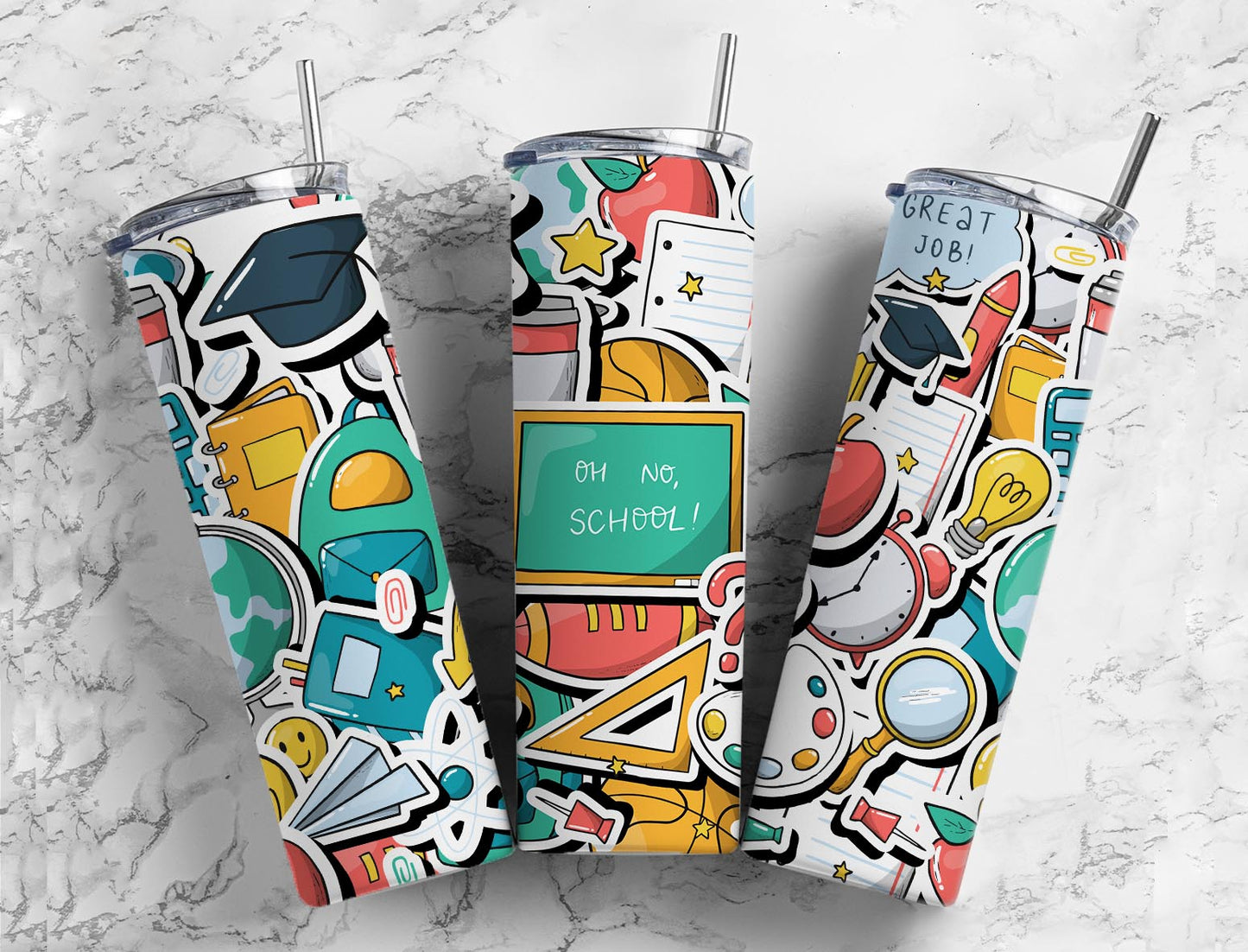 BAck to school Teacher 20oz Sublimation Tumbler Designs, 9.2 x 8.3” Straight Skinny Tumbler Wrap PNG