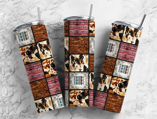 Country Leather Rancher 20oz Sublimation Tumbler Designs, Girl 9.2 x 8.3” Straight Skinny Tumbler, Tumbler Wrap PNG