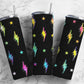 Rainbow Lightning Strike 20oz Sublimation Tumbler Designs, Thunder 9.2 x 8.3” Straight Skinny Tumbler, Tumbler Wrap PNG