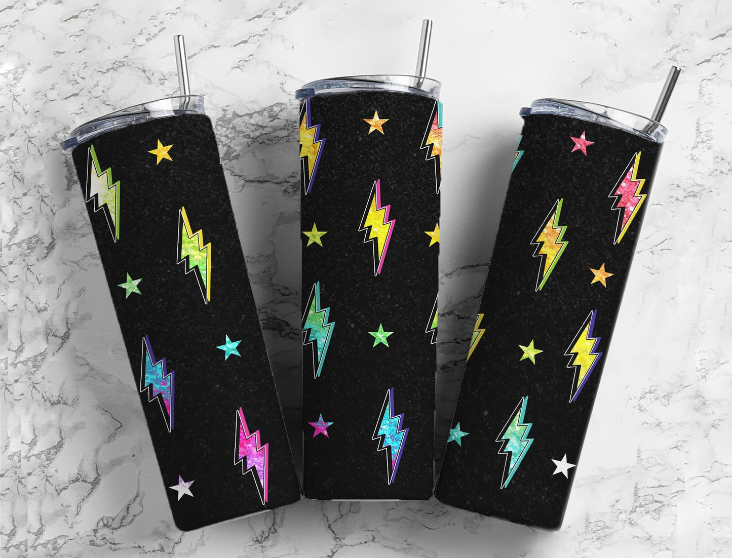 Rainbow Lightning Strike 20oz Sublimation Tumbler Designs, Thunder 9.2 x 8.3” Straight Skinny Tumbler, Tumbler Wrap PNG