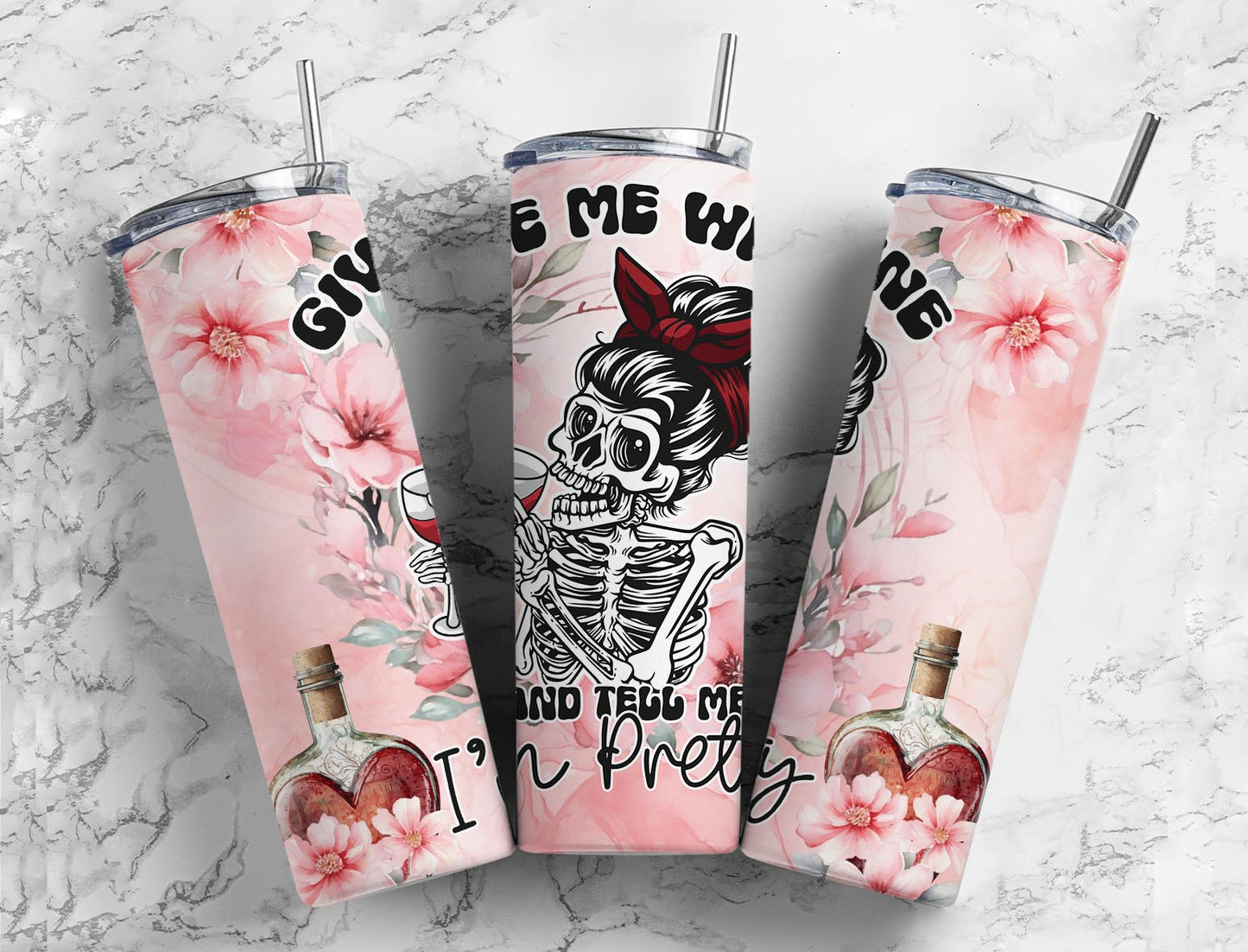 Wine Mom Wife 20oz Sublimation Tumbler Designs, Pretty 9.2 x 8.3” Straight Skinny Tumbler, Tumbler Wrap PNG