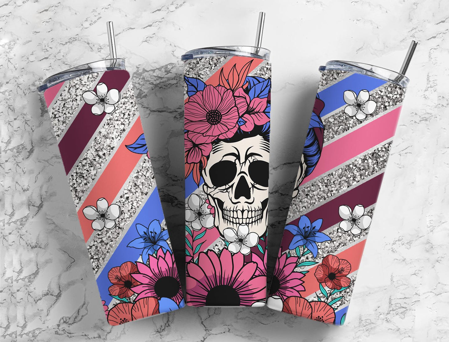 Skull Mama Skeleton 20oz Sublimation Tumbler Designs, Spooky 9.2 x 8.3” Straight Skinny Tumbler, Tumbler Wrap PNG