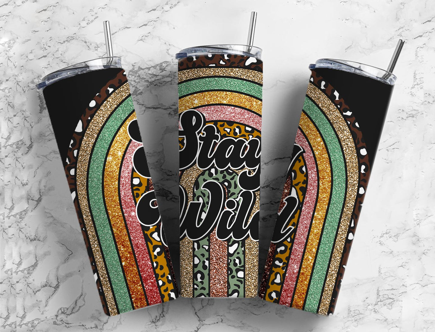 Stay Wild Grandma 20oz Sublimation Tumbler Designs, 60's 9.2 x 8.3” Straight Skinny Tumbler, Tumbler Wrap PNG