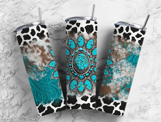 Cow Print Rancher 20oz Sublimation Tumbler Designs, Country 9.2 x 8.3” Straight Skinny Tumbler, Tumbler Wrap PNG