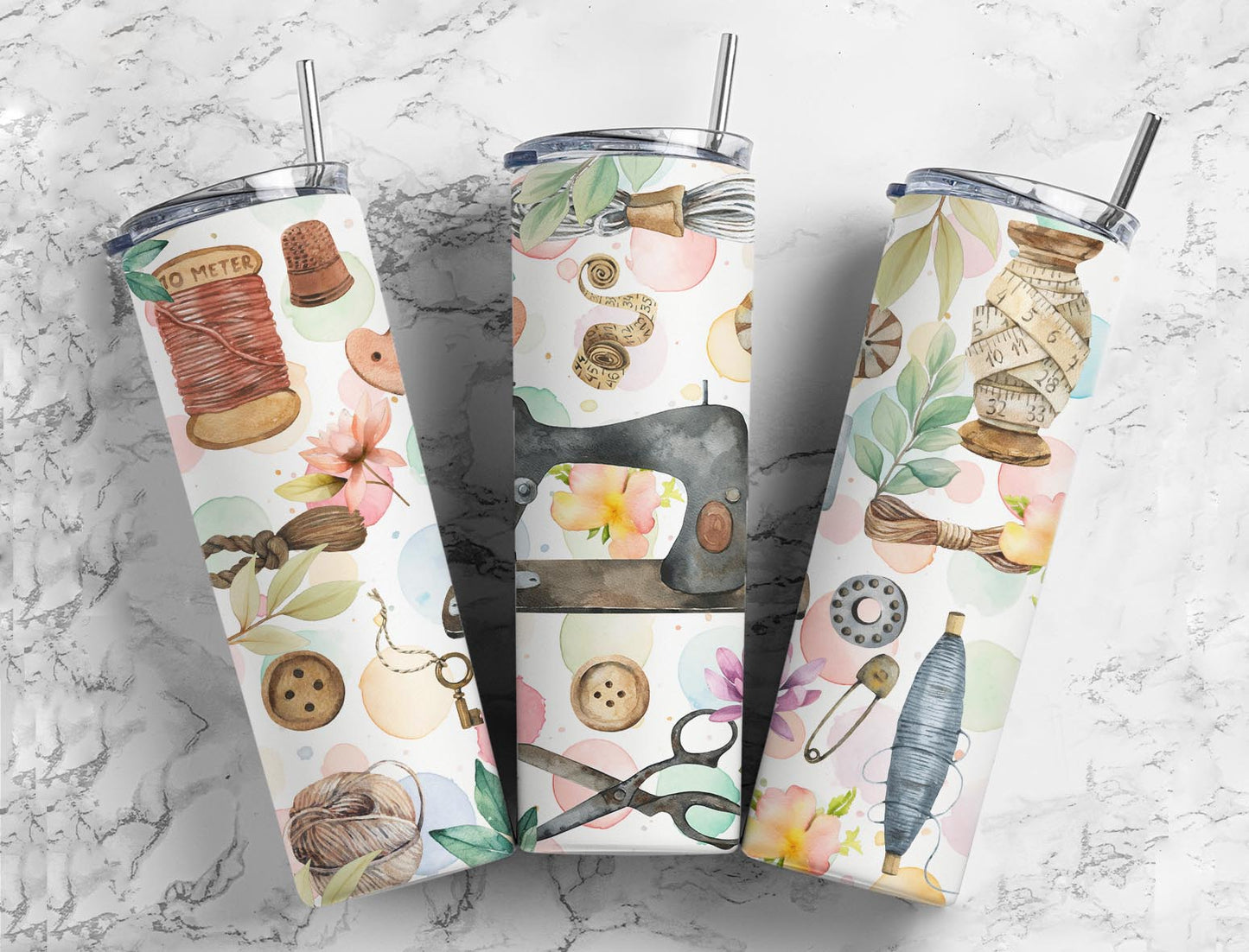 Sewing Machine Craft 20oz Sublimation Tumbler Designs, stitch 9.2 x 8.3” Straight Skinny Tumbler, Tumbler Wrap PNG