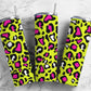 Pink Yellow Leopard Print 20oz Sublimation Tumbler Designs, Skin 9.2 x 8.3” Straight Skinny Tumbler, Tumbler Wrap PNG