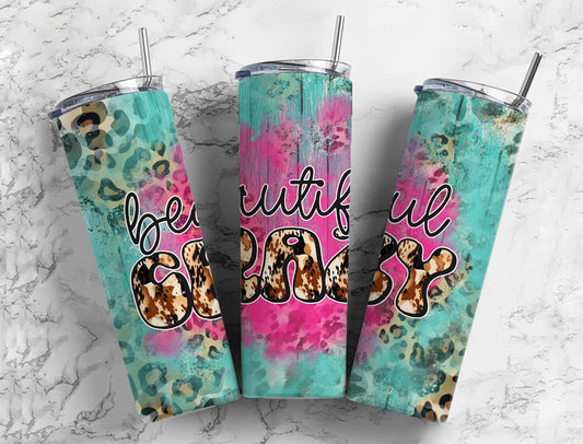 Beautiful Leopard Print Crazy 20oz Sublimation Tumbler Designs, Camo 9.2 x 8.3” Straight Skinny Tumbler, Tumbler Wrap PNG