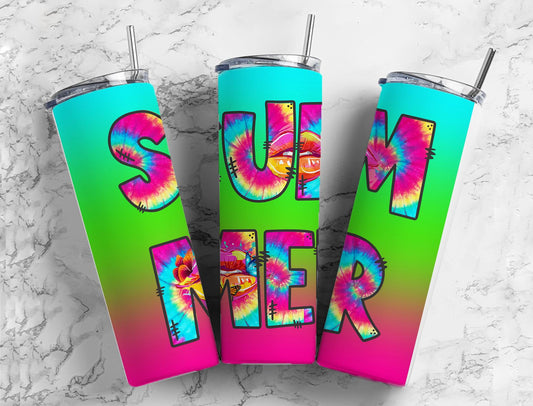 Summer  20oz Sublimation Tumbler Designs, Neon Summer 9.2 x 8.3”  Tumbler Png, Digital Download