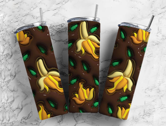 Banana Peel 20oz Sublimation Tumbler Designs, 3D Inflated 9.2 x 8.3”  Tumbler Png, Digital Download