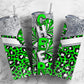 Cheerleading pom poms 20oz Sublimation Tumbler Designs, Green leopard print 9.2 x 8.3” Straight Skinny Tumbler Wrap PNG