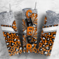 Cheerleader pom poms 20oz Sublimation Tumbler Designs, Orange leopard print 9.2 x 8.3” Straight Skinny Tumbler Wrap PNG