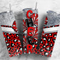 Cheerleader pom poms 20oz Sublimation Tumbler Designs, Red leopard print 9.2 x 8.3” Straight Skinny Tumbler Wrap PNG