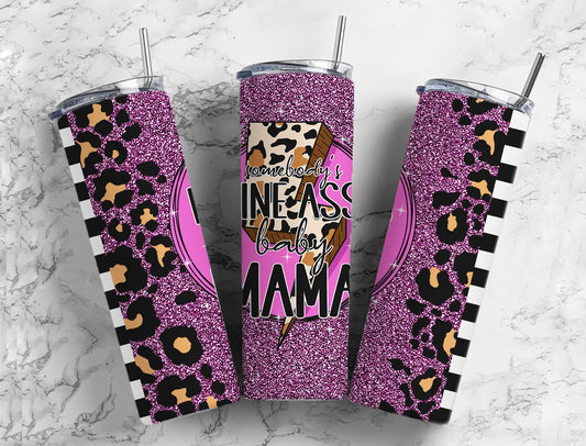 Baby mama 20oz Sublimation Tumbler Designs, Leopard print 9.2 x 8.3” Straight Skinny Tumbler Wrap PNG