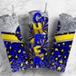 Cheerleader pom poms 20oz Sublimation Tumbler Designs, Blue Leopard print 9.2 x 8.3” Straight Skinny Tumbler Wrap PNG