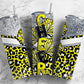 Cheerleader pom poms 20oz Sublimation Tumbler Designs, yellow leopard print 9.2 x 8.3” Straight Skinny Tumbler Wrap PNG