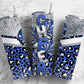 Cheerleader pom poms 20oz Sublimation Tumbler Designs, Leopard print blue 9.2 x 8.3” Straight Skinny Tumbler Wrap PNG