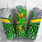 Cheerleader pom poms 20oz Sublimation Tumbler Designs, Green Leopard print 9.2 x 8.3” Straight Skinny Tumbler Wrap PNG