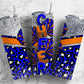 Cheerleader pom poms 20oz Sublimation Tumbler Designs, Blue and orange 9.2 x 8.3” Straight Skinny Tumbler Wrap PNG