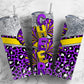 Cheerleader pom poms 20oz Sublimation Tumbler Designs, Purple leopard print 9.2 x 8.3” Straight Skinny Tumbler Wrap PNG (1)