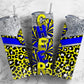 Cheerleader pom poms 20oz Sublimation Tumbler Designs, Blue and yellow 9.2 x 8.3” Straight Skinny Tumbler Wrap PNG