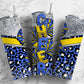 Cheerleader pom poms 20oz Sublimation Tumbler Designs, Yellow and blue 9.2 x 8.3” Straight Skinny Tumbler Wrap PNG